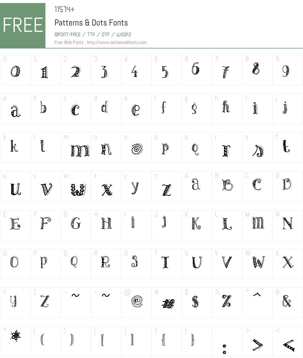 Patterns & Dots Font Screenshots