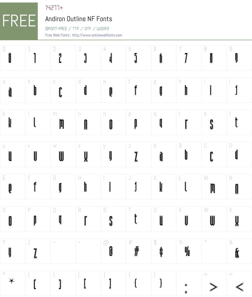 Andiron Outline NF Font Screenshots