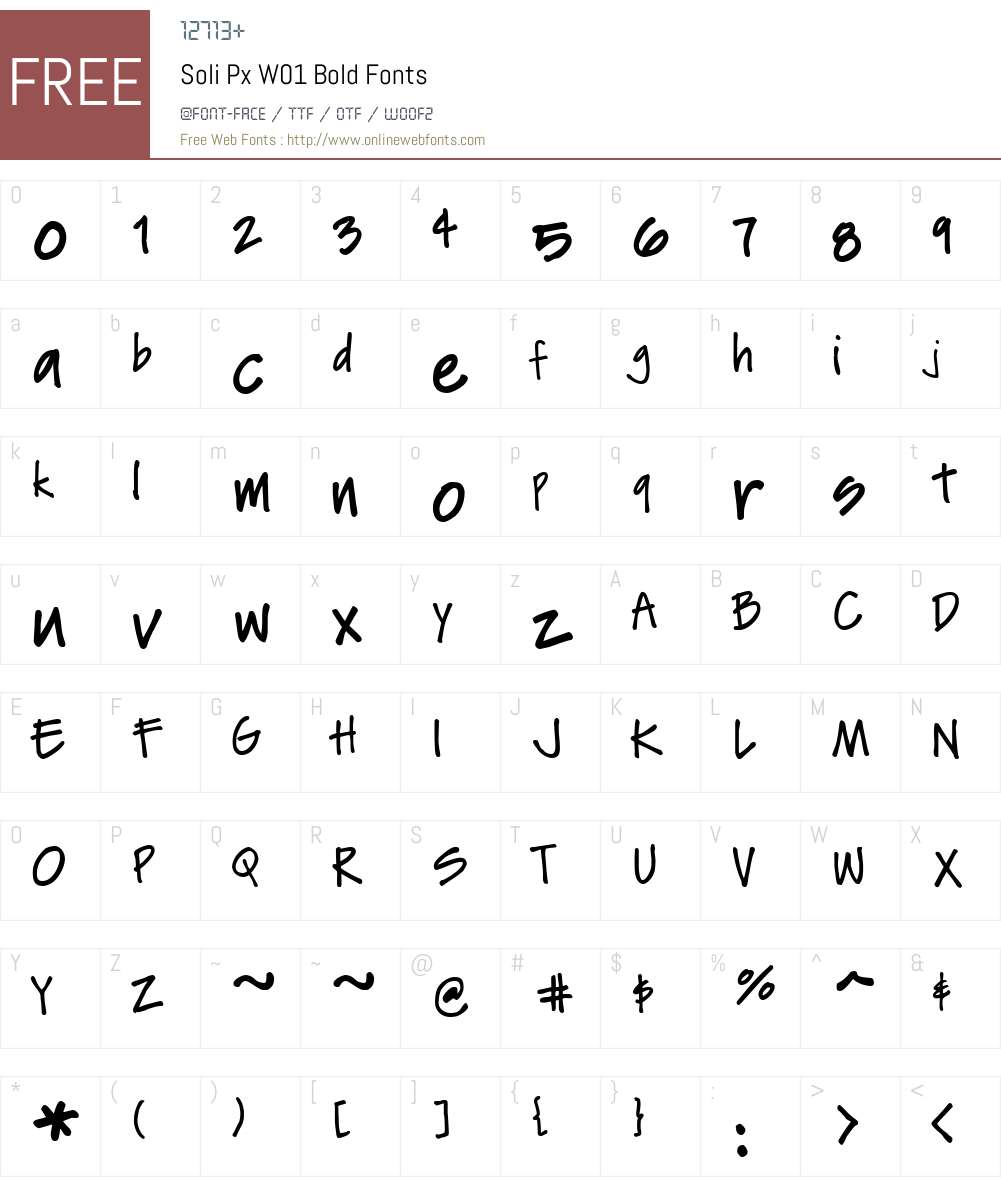 SoliPxW01-Bold Font Screenshots