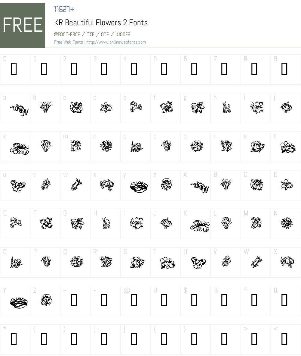 KR Beautiful Flowers 2 Font Screenshots