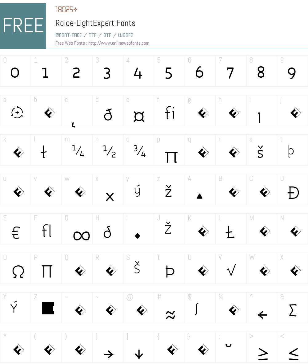 Roice-LightExpert Font Screenshots