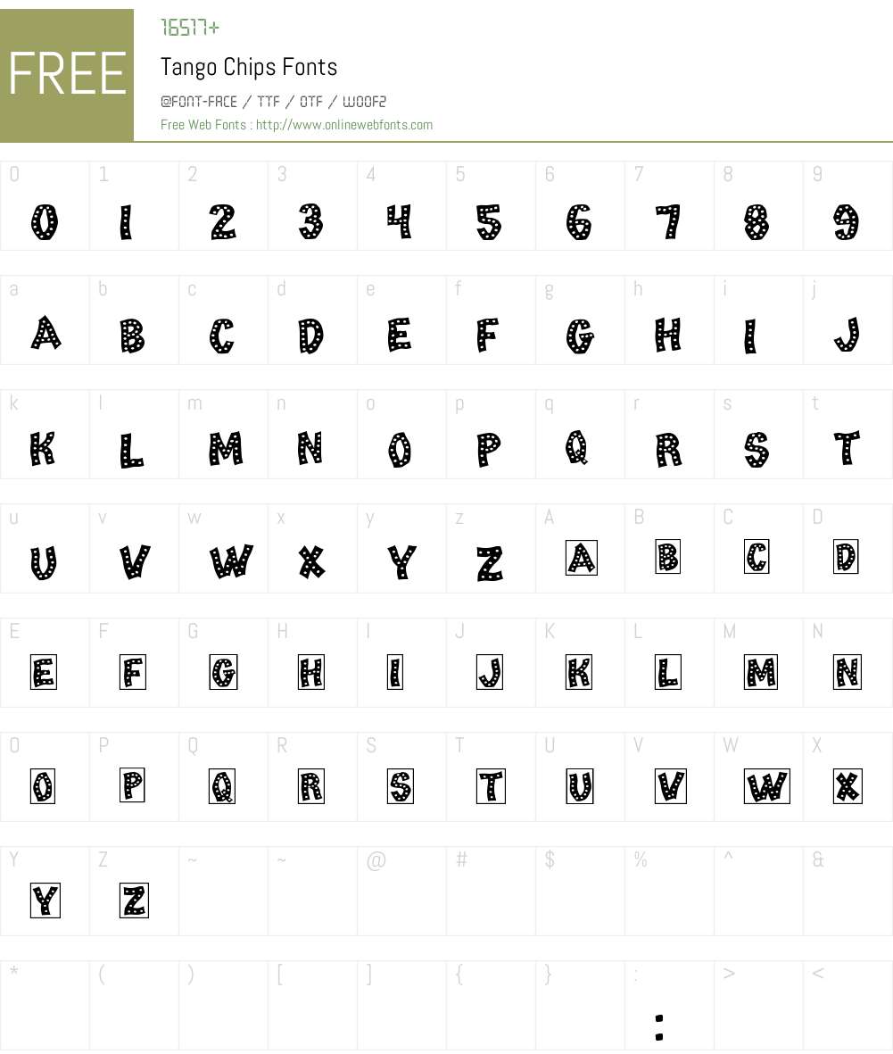 Tango Chips Font Screenshots