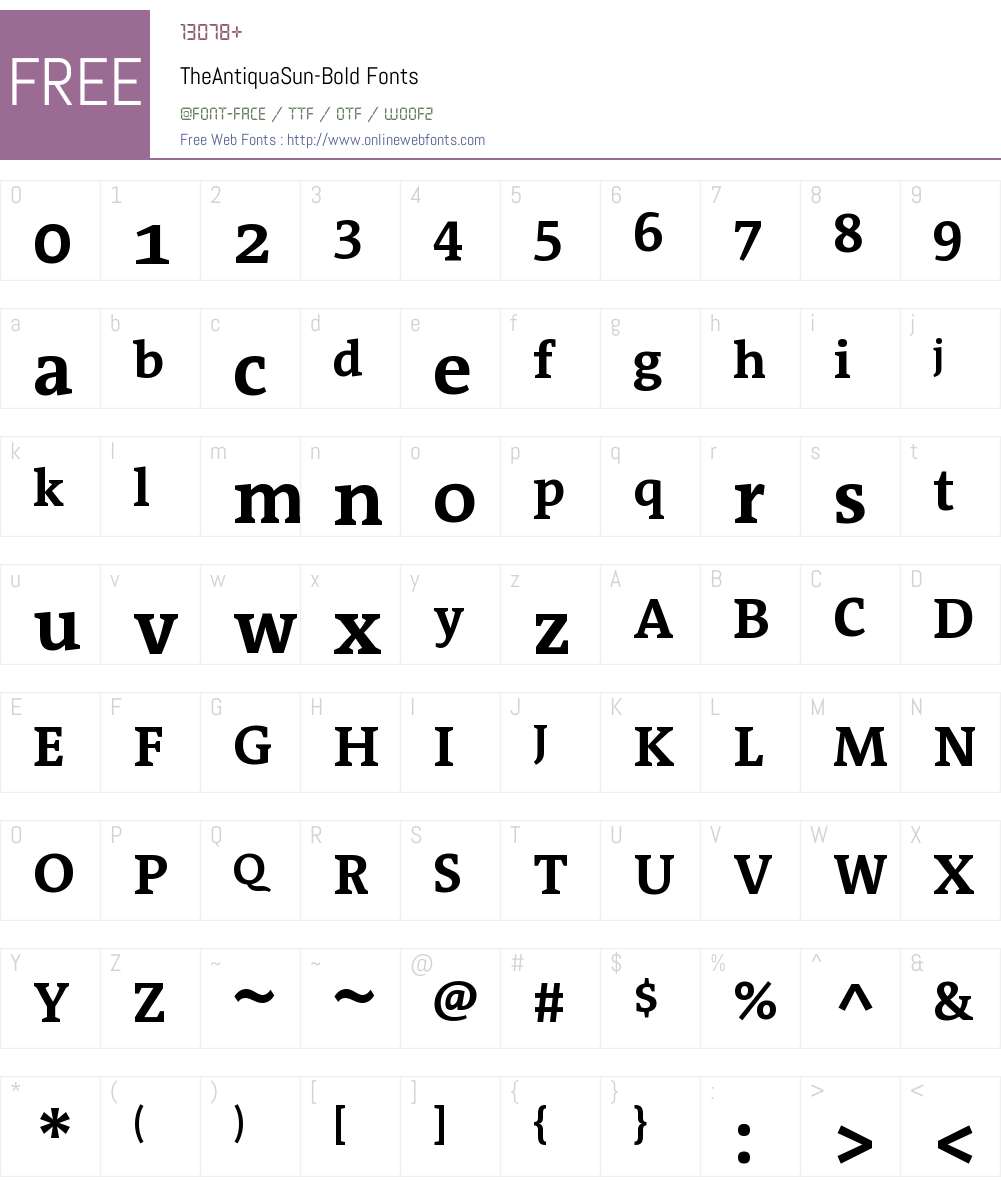 TheAntiquaSun Font Screenshots