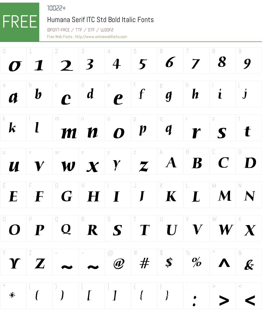 Humana Serif ITC Std Font Screenshots