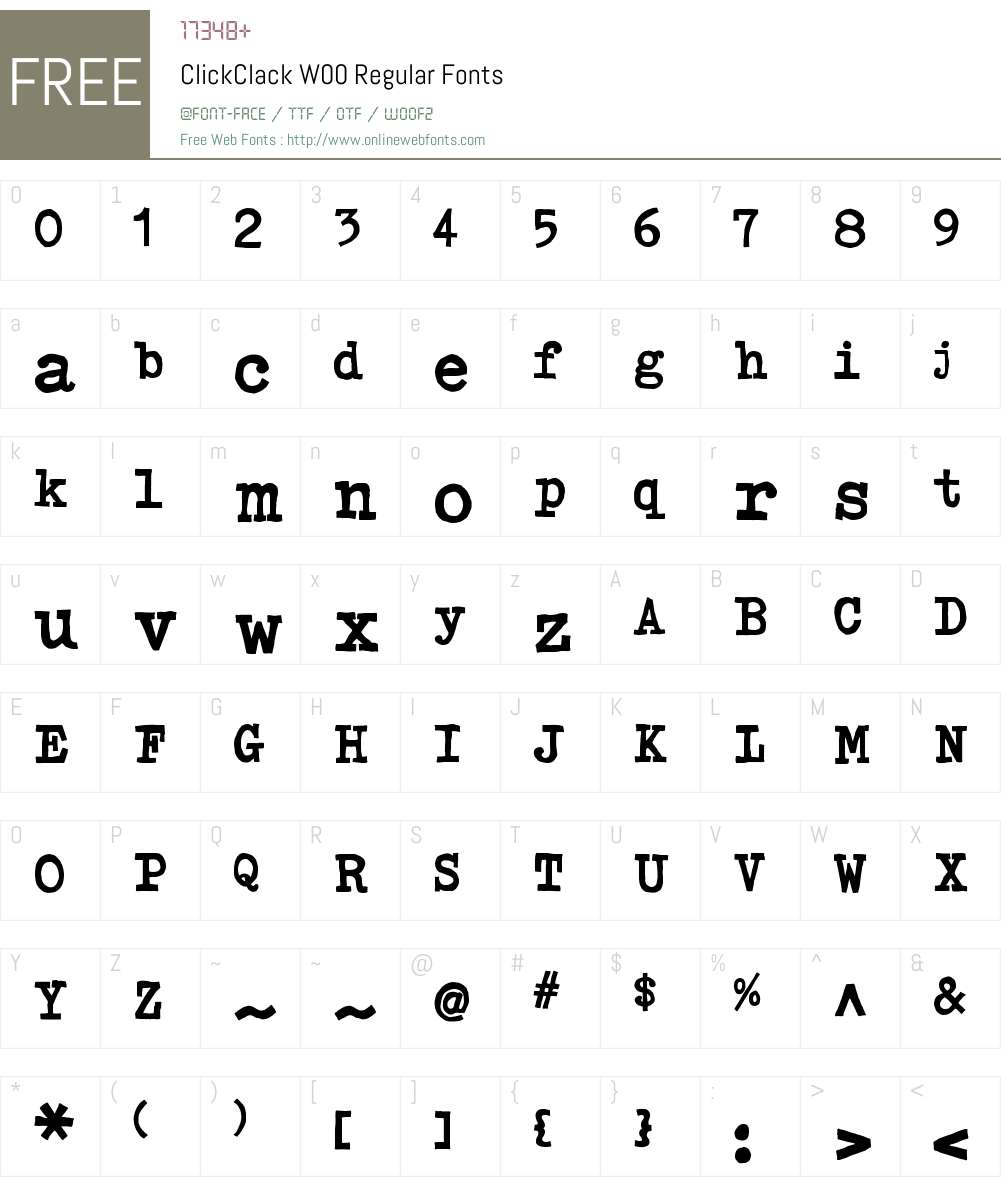 ClickClackW00-Regular Font Screenshots