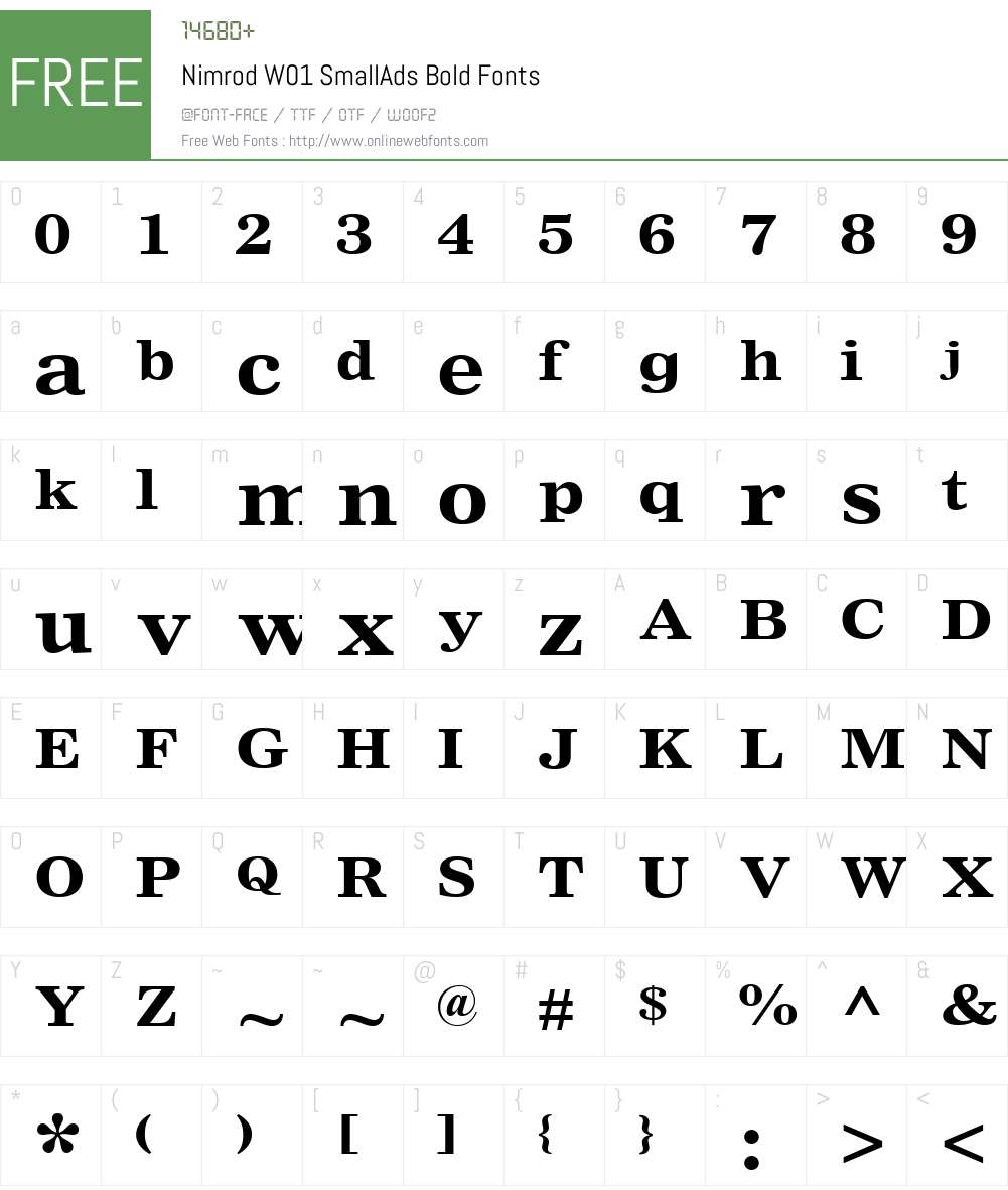 NimrodW01-SmallAdsBold Font Screenshots
