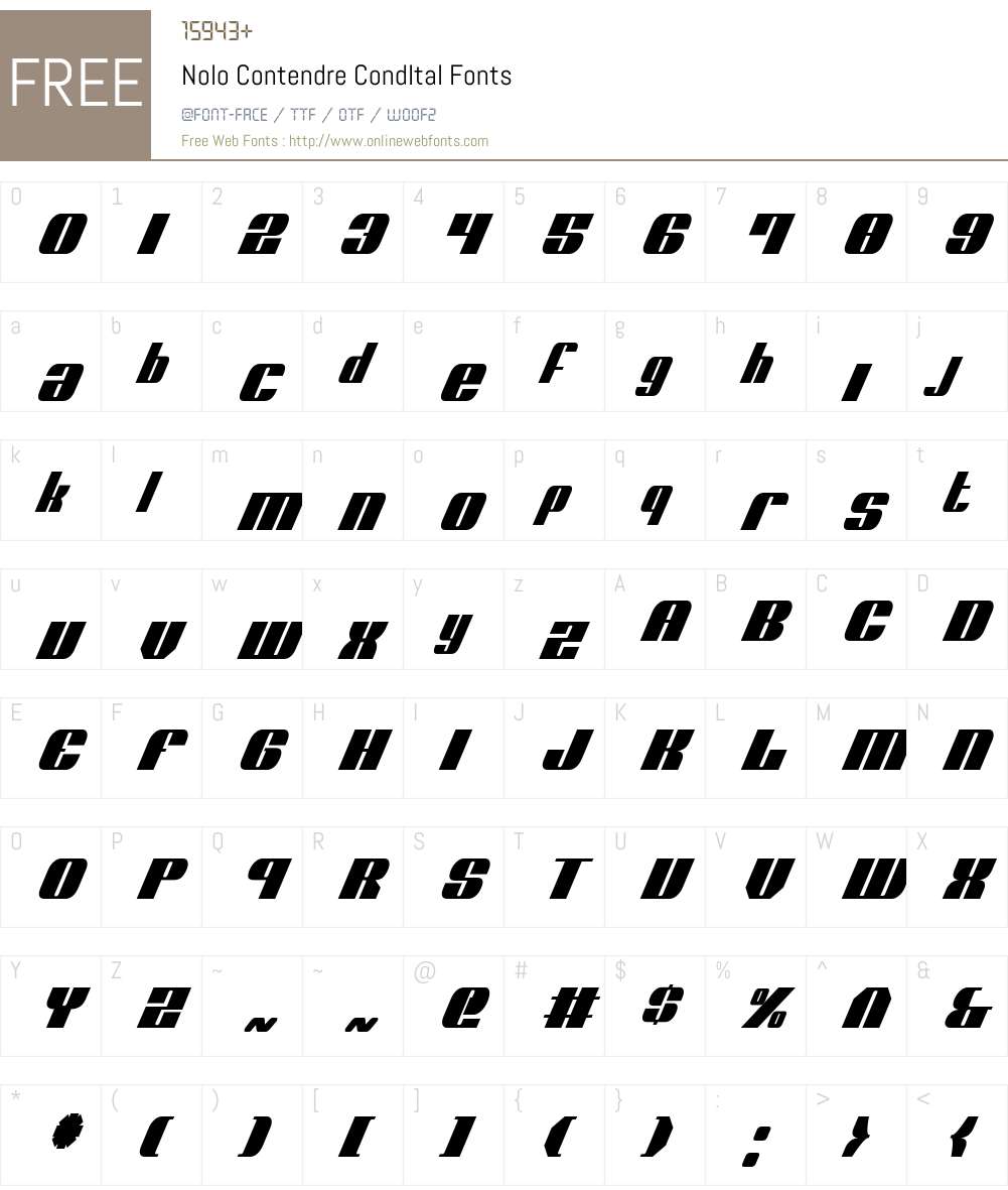 Nolo Contendre CondItal Font Screenshots