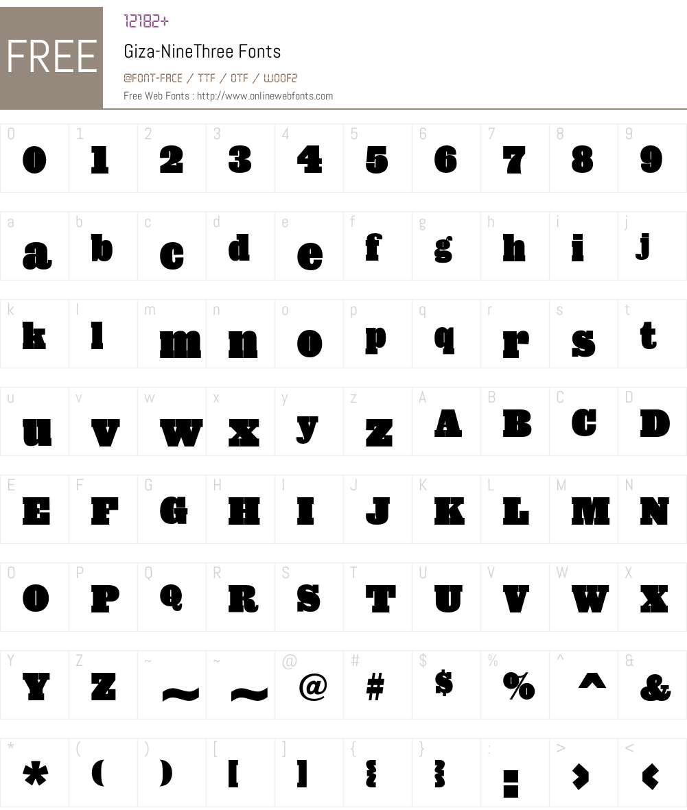 Giza Font Screenshots