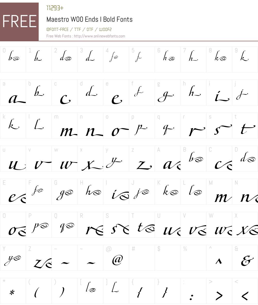 MaestroW00-EndsIBold Font Screenshots