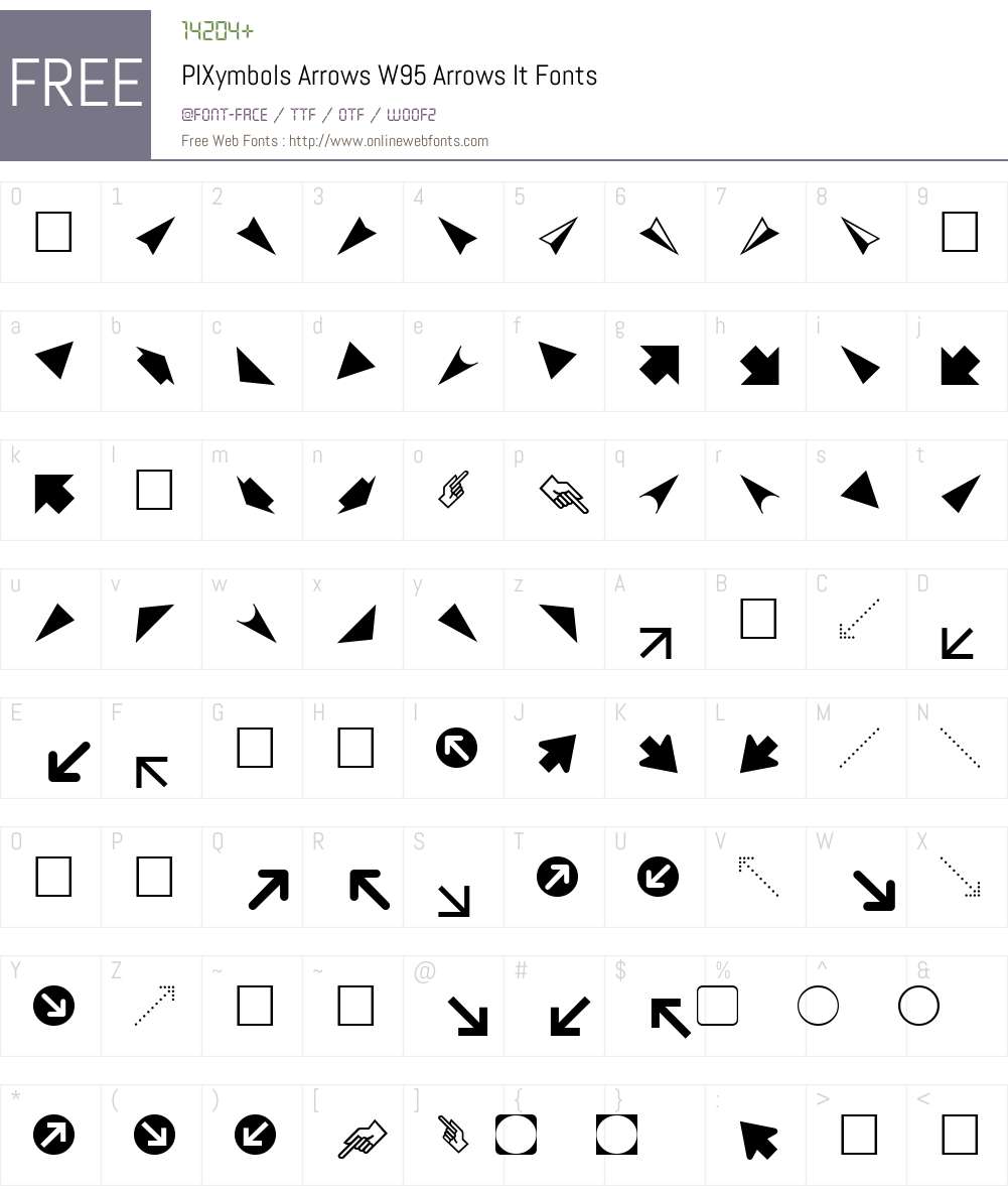 PIXymbolsArrowsW95-ArrowsIt Font Screenshots