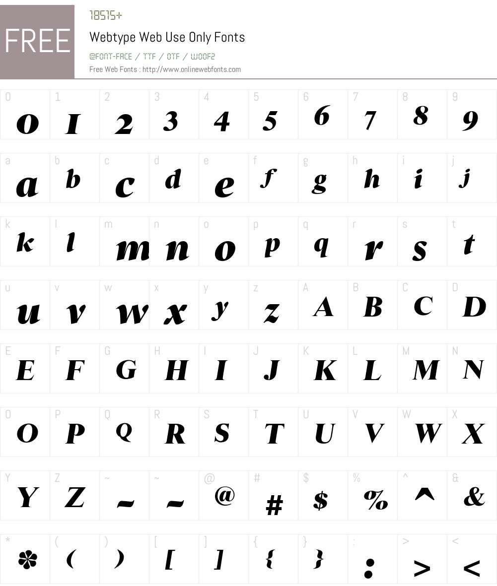 Webtype Web Use Only Font Screenshots