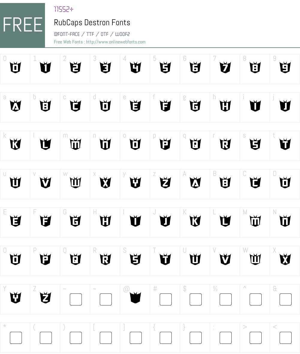 RubCaps Destron Font Screenshots
