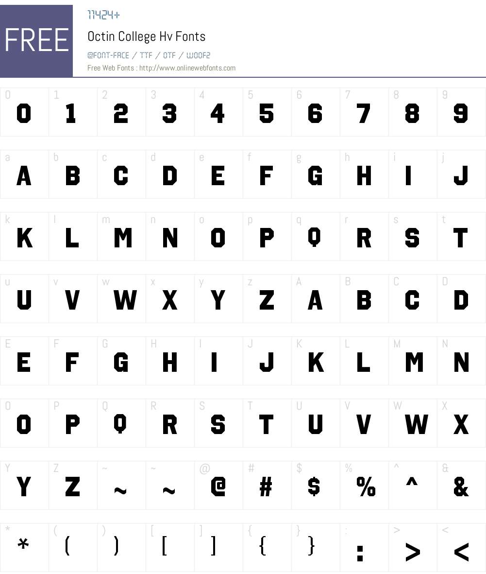Octin College Font Screenshots