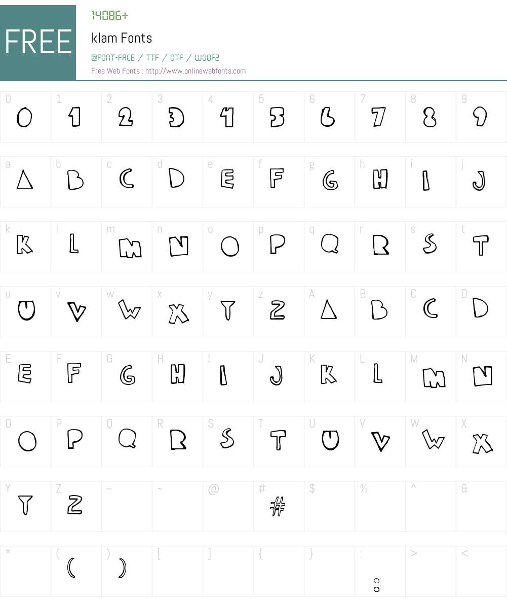 klam Font Screenshots