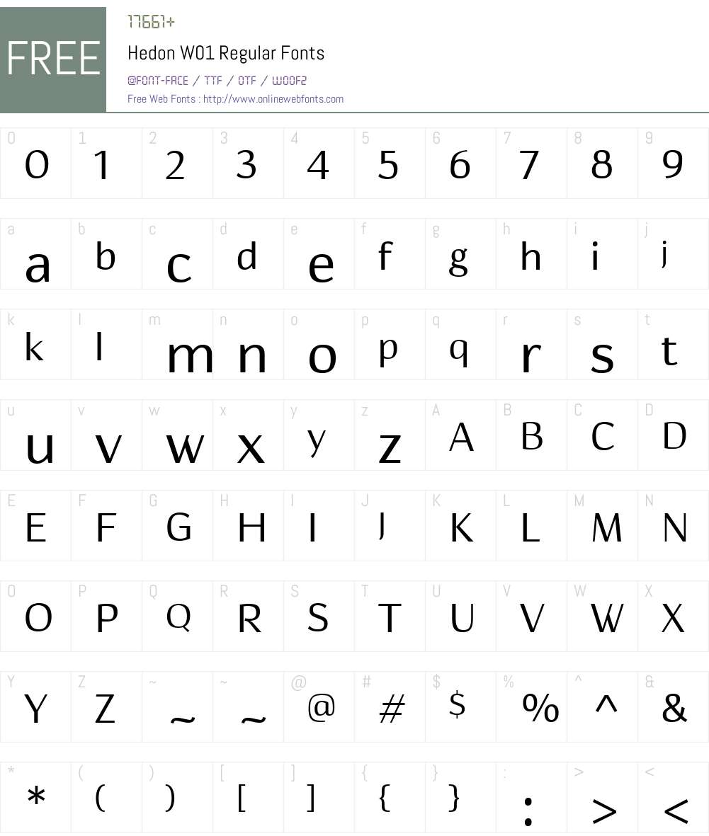 HedonW01-Regular Font Screenshots