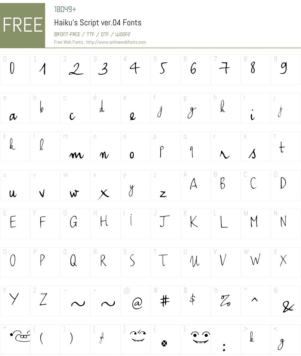 Haiku's Script ver.04 Font Screenshots