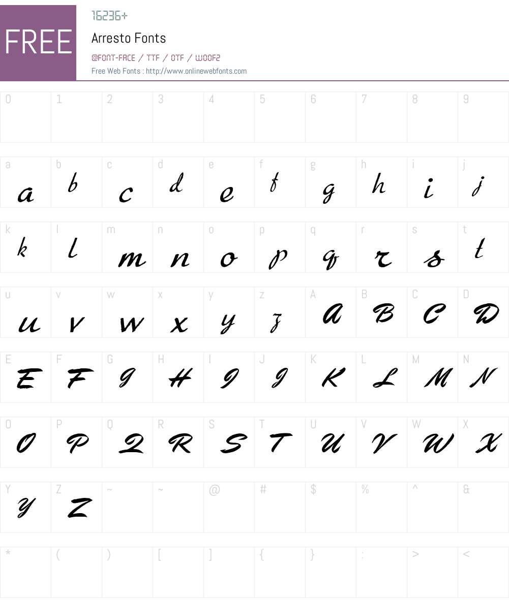 Arresto Font Screenshots