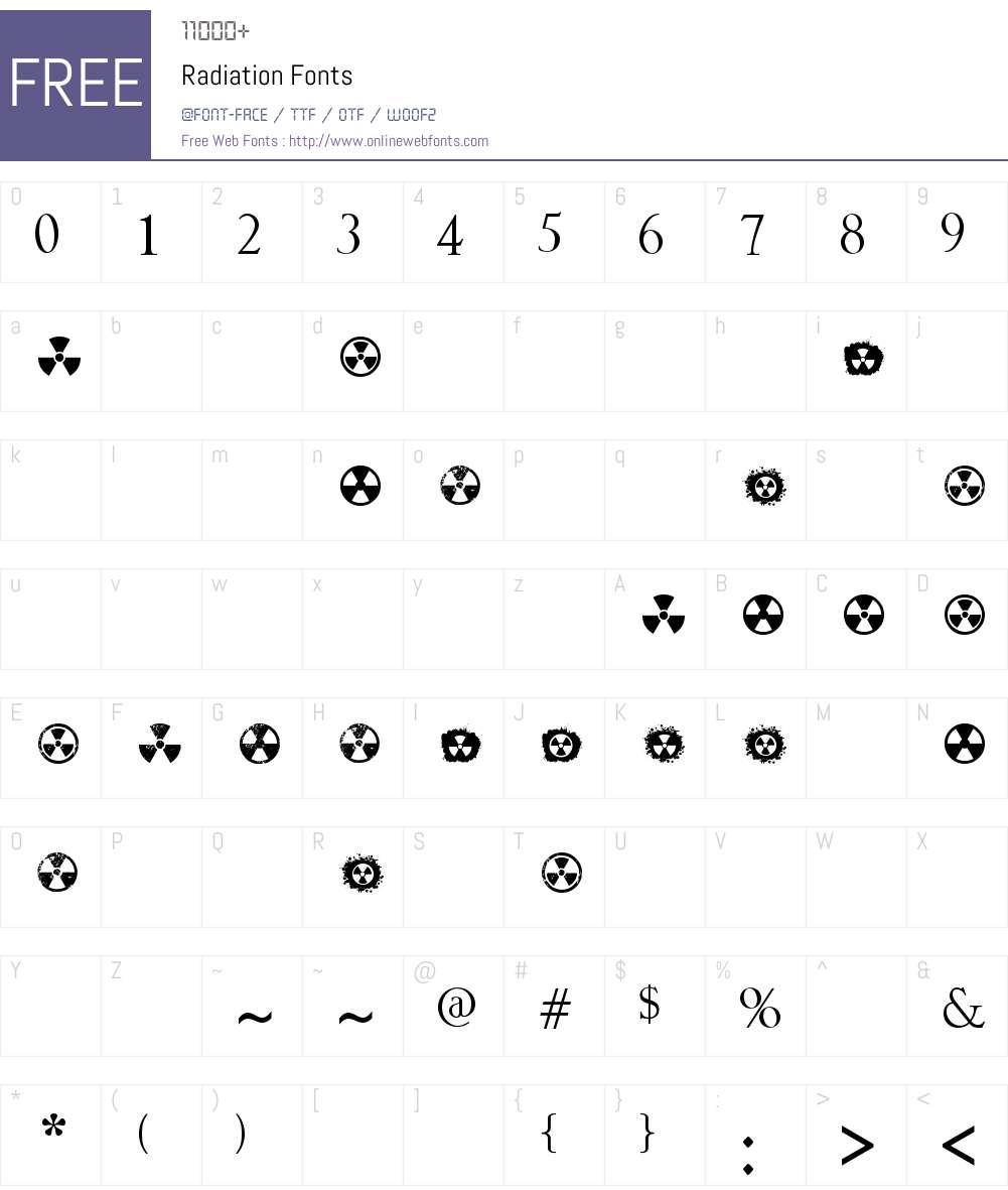 Radiation Font Screenshots