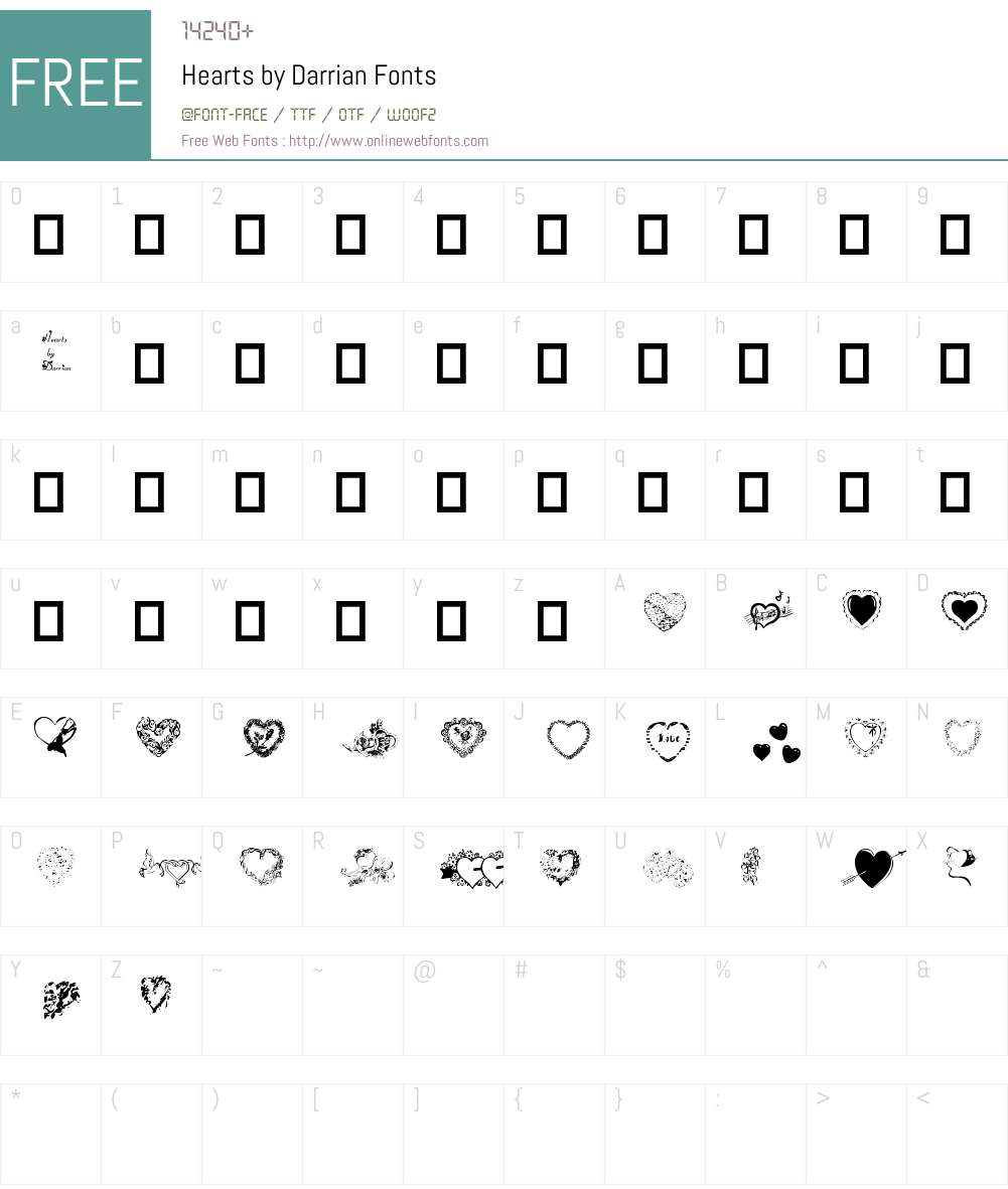 Hearts by Darrian Font Screenshots