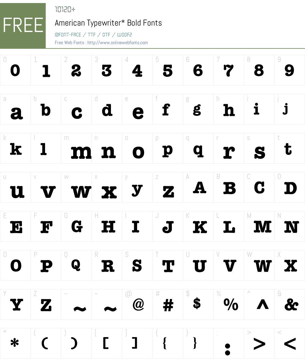American Typewriter BQ Font Screenshots