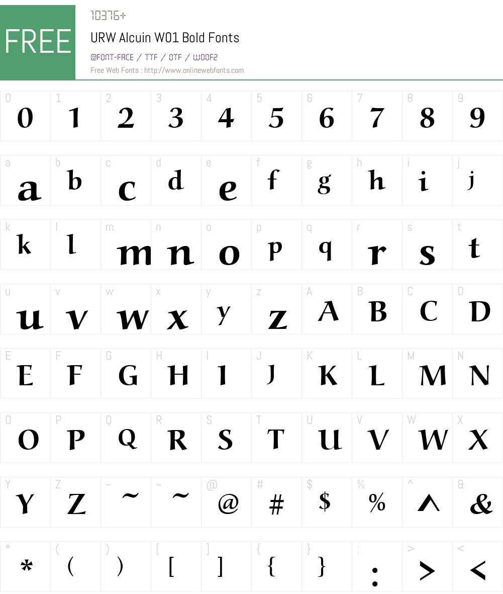 URWAlcuinW01-Bold Font Screenshots