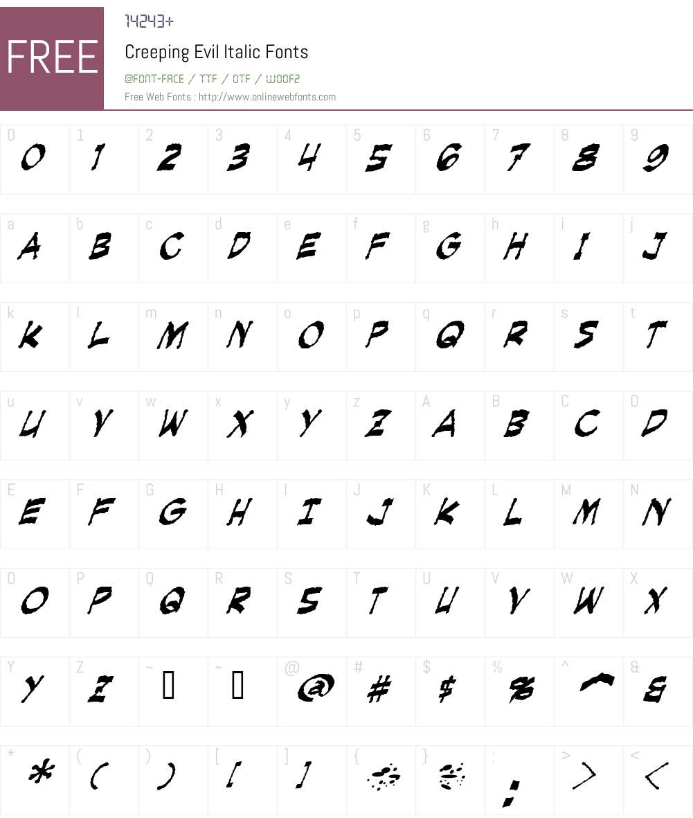Creeping Evil Font Screenshots