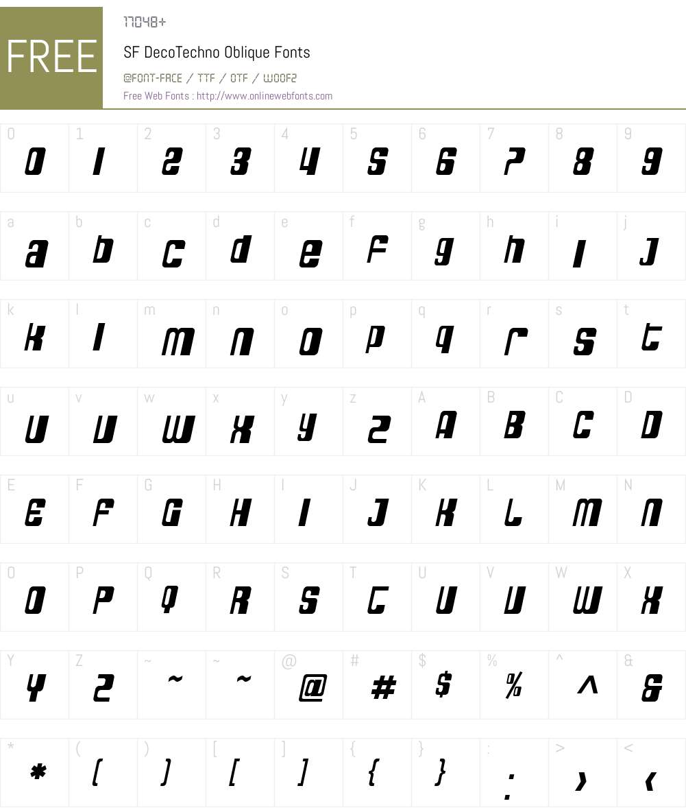 SF DecoTechno Font Screenshots