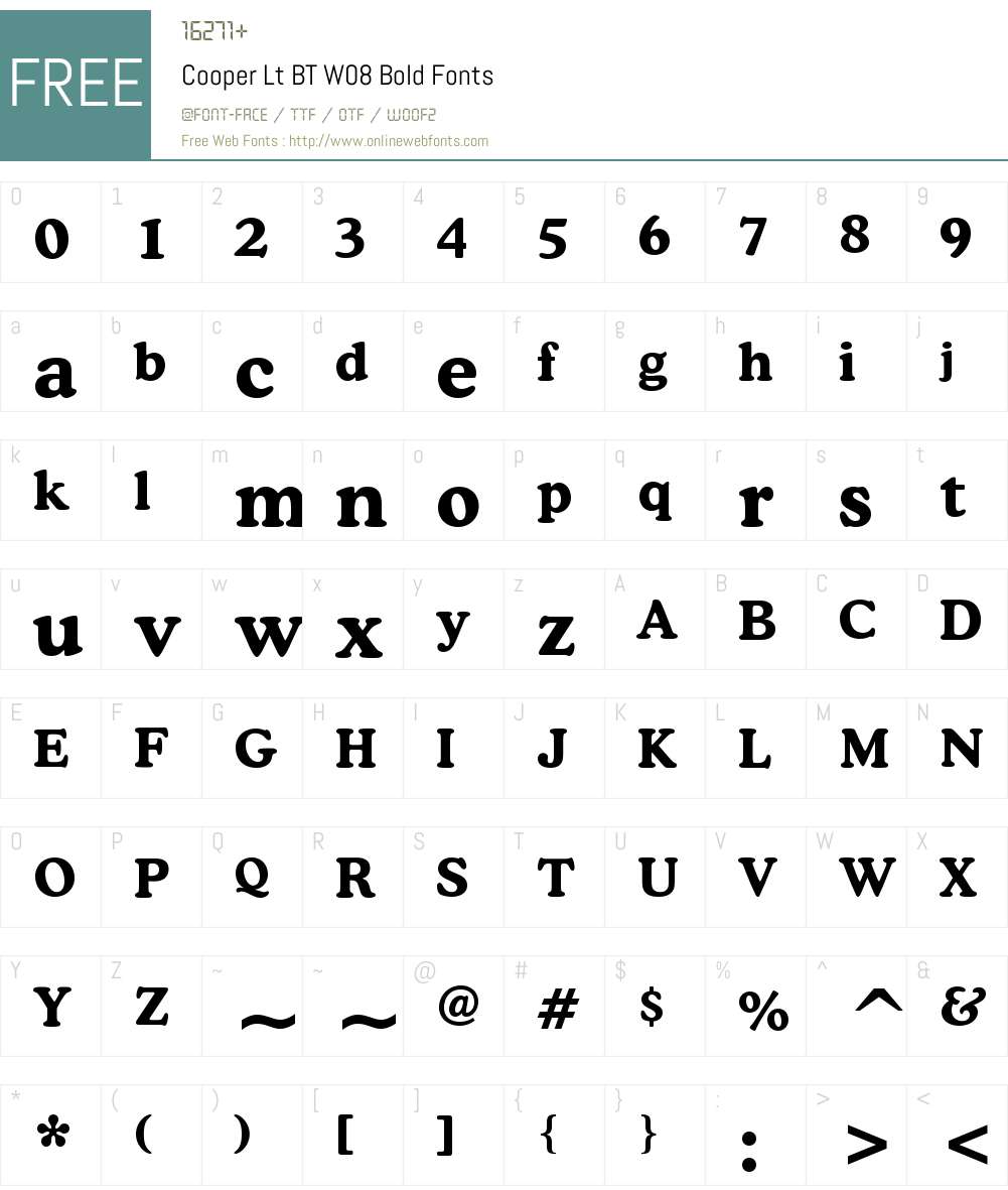 Cooper BT Font Screenshots