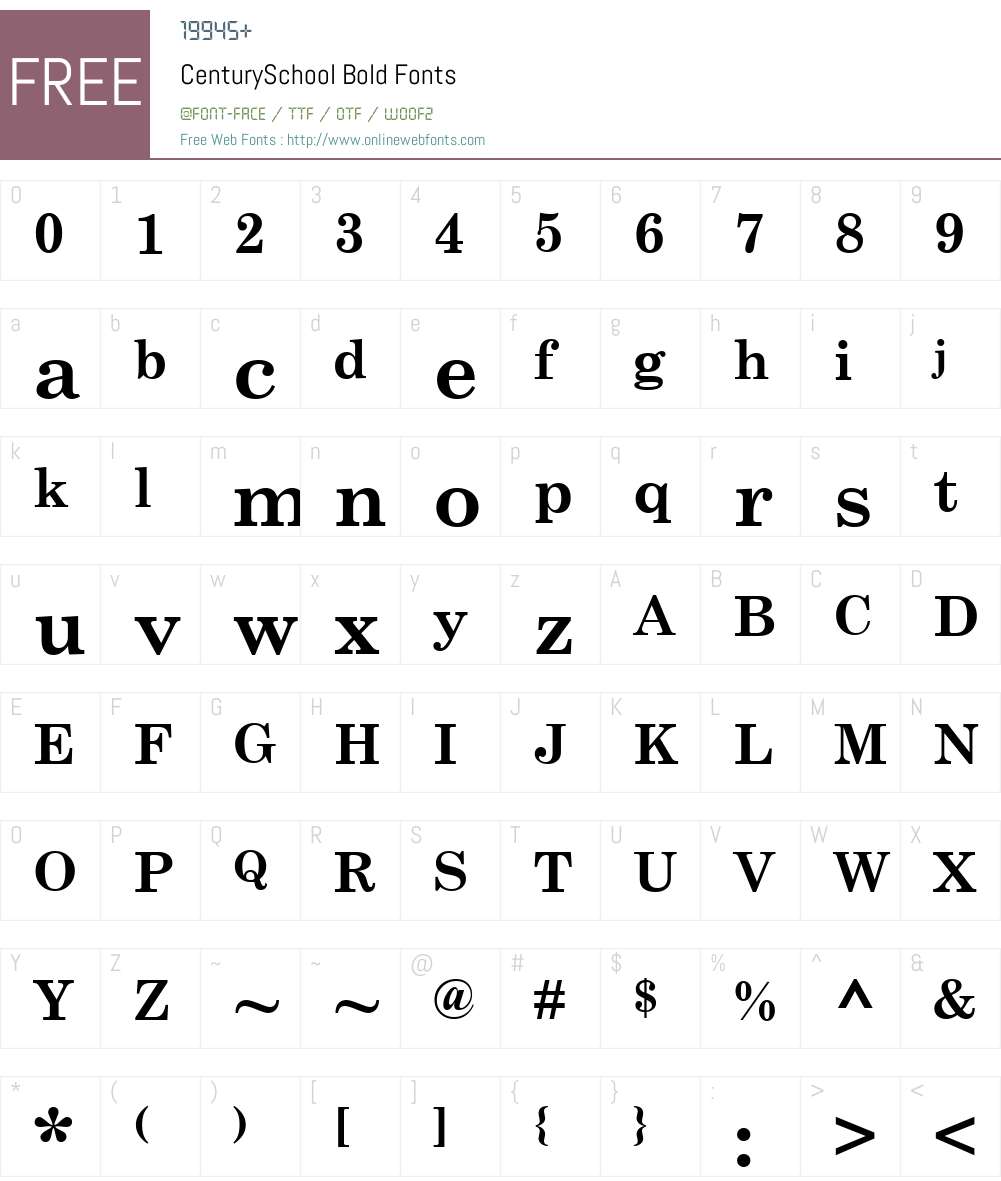 CenturySchool Font Screenshots