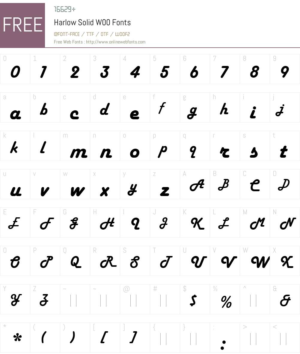 HarlowSolidW00 Font Screenshots
