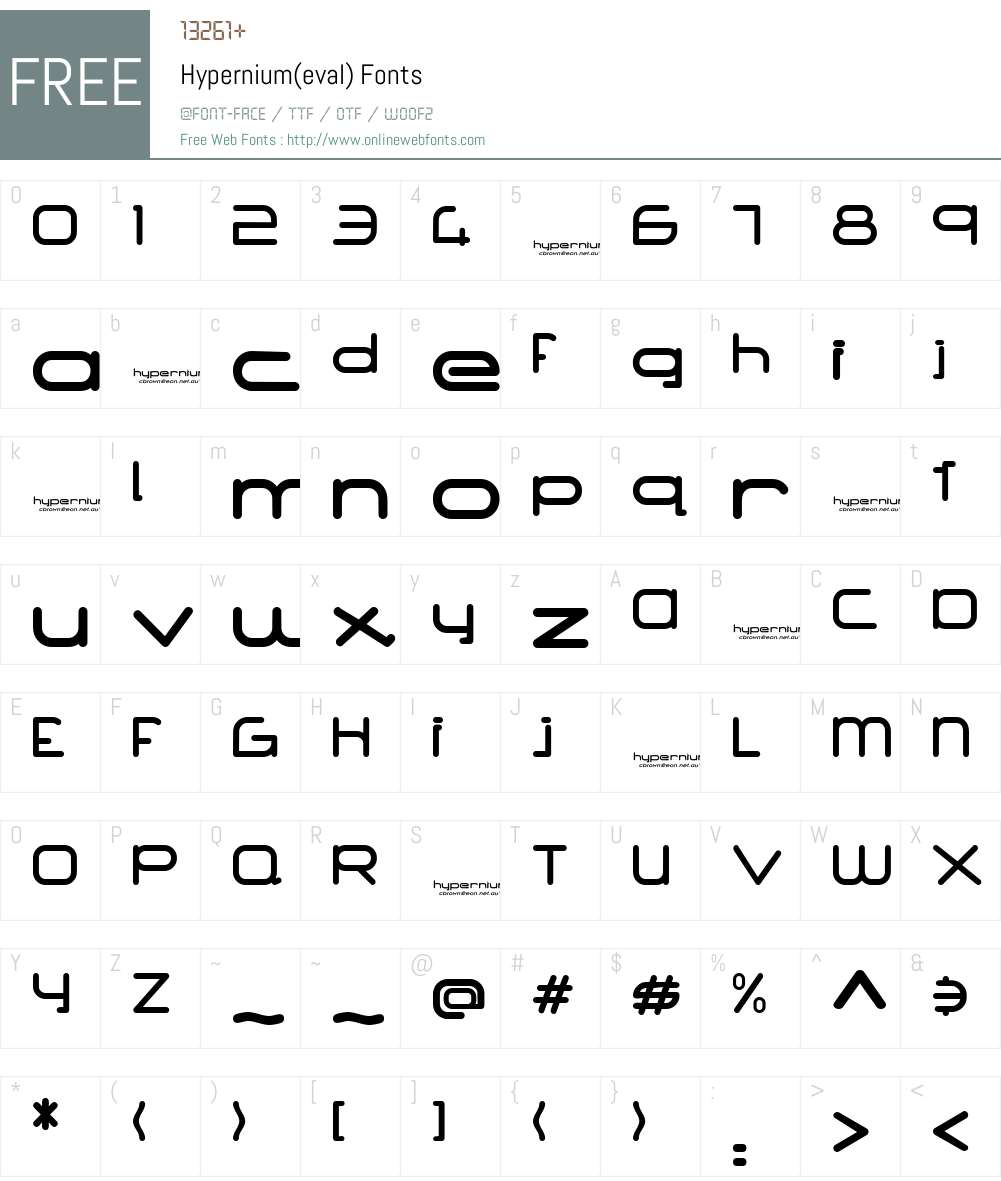 Hypernium(eval) Font Screenshots