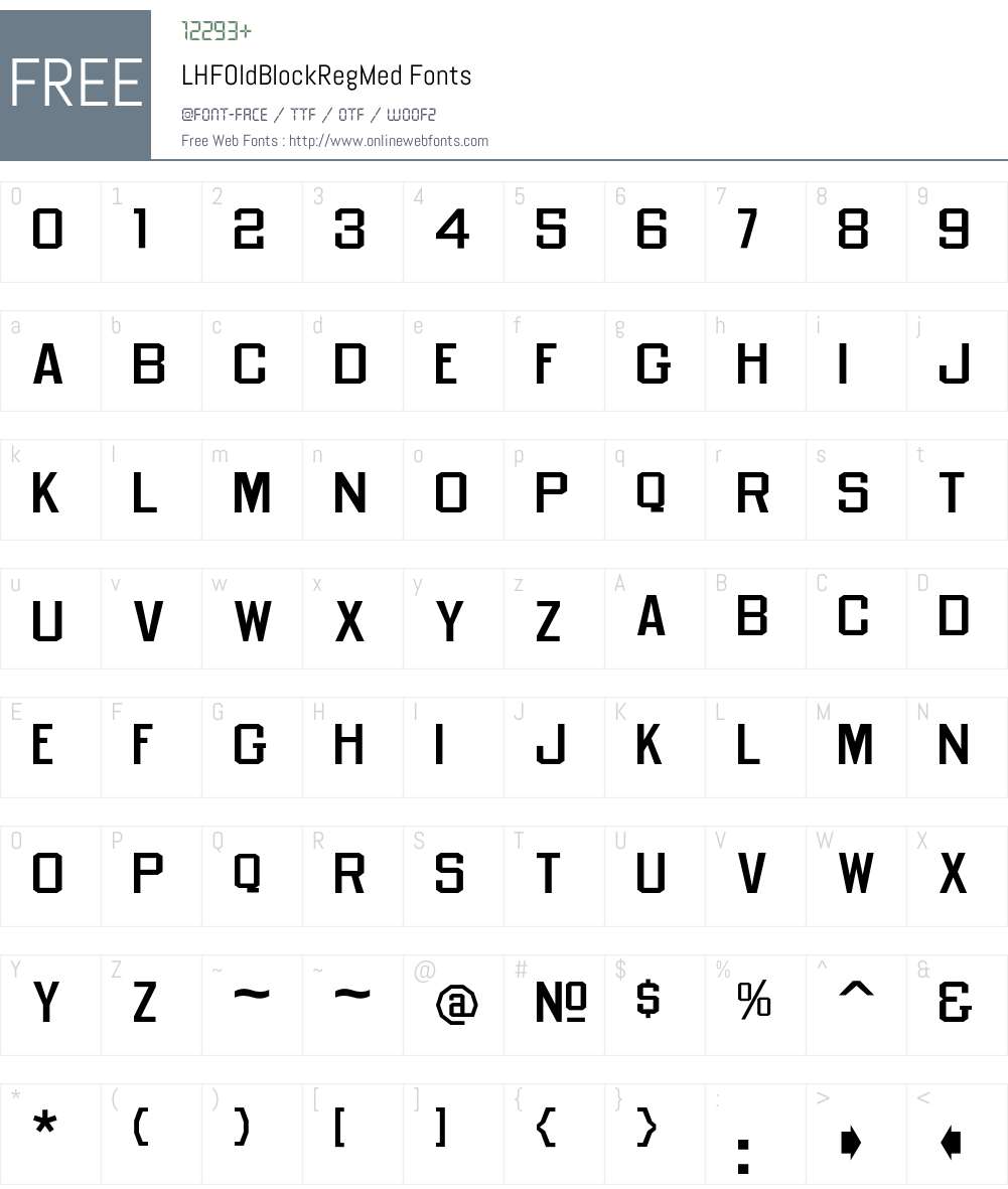 LHFOldBlockRegMed Font Screenshots