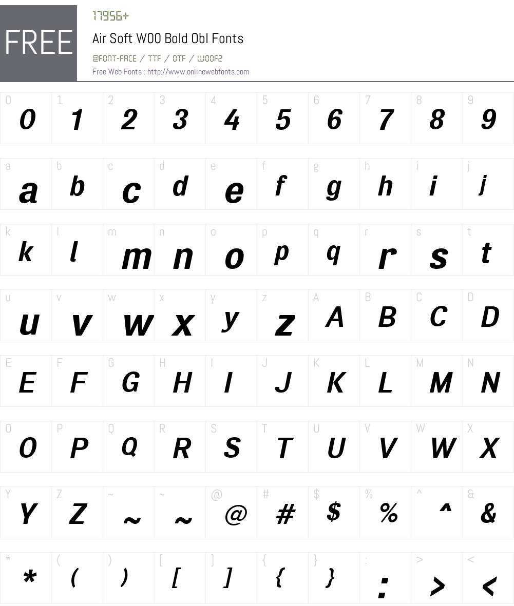 AirSoftW00-BoldObl Font Screenshots