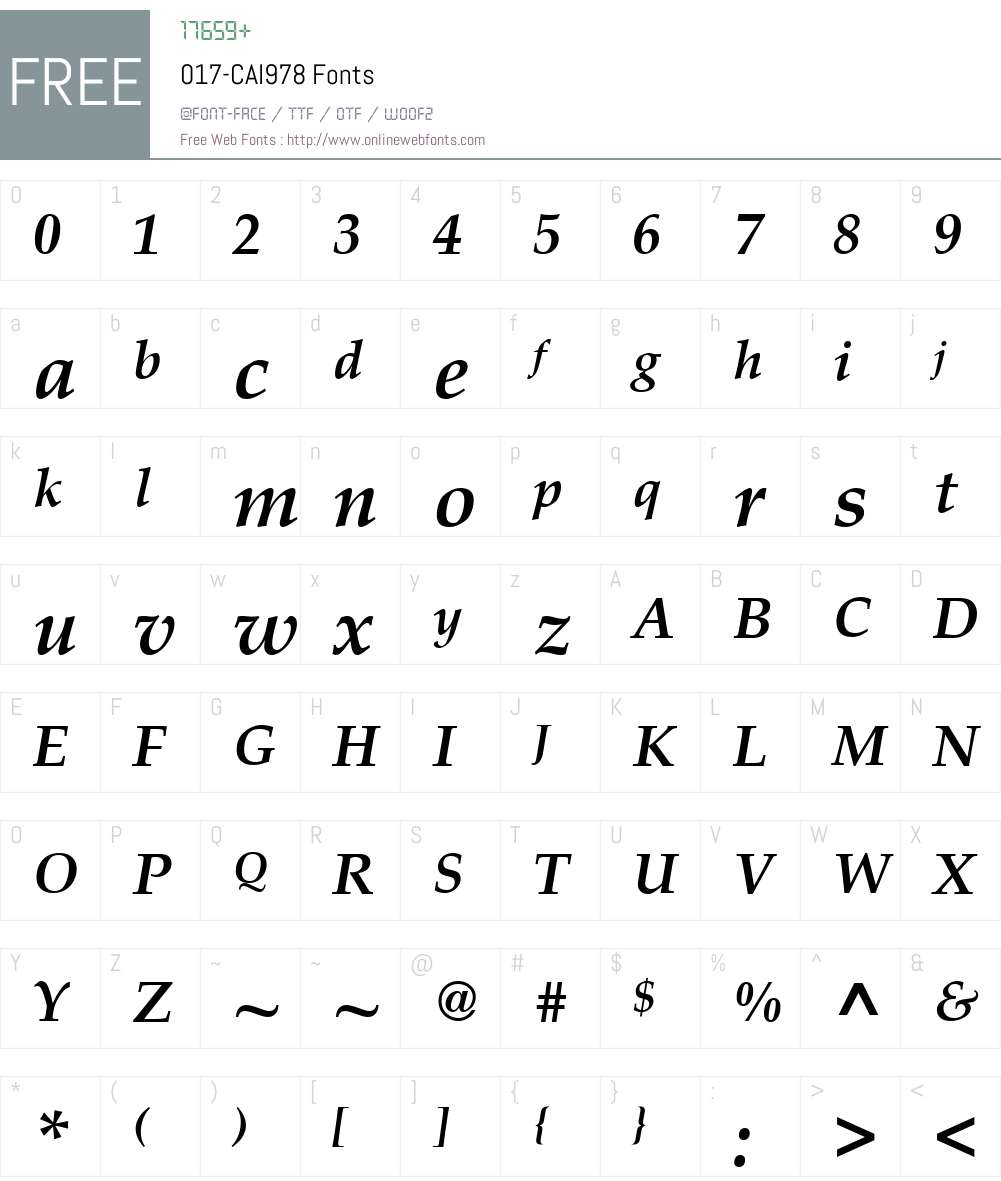 017-CAI978 Font Screenshots