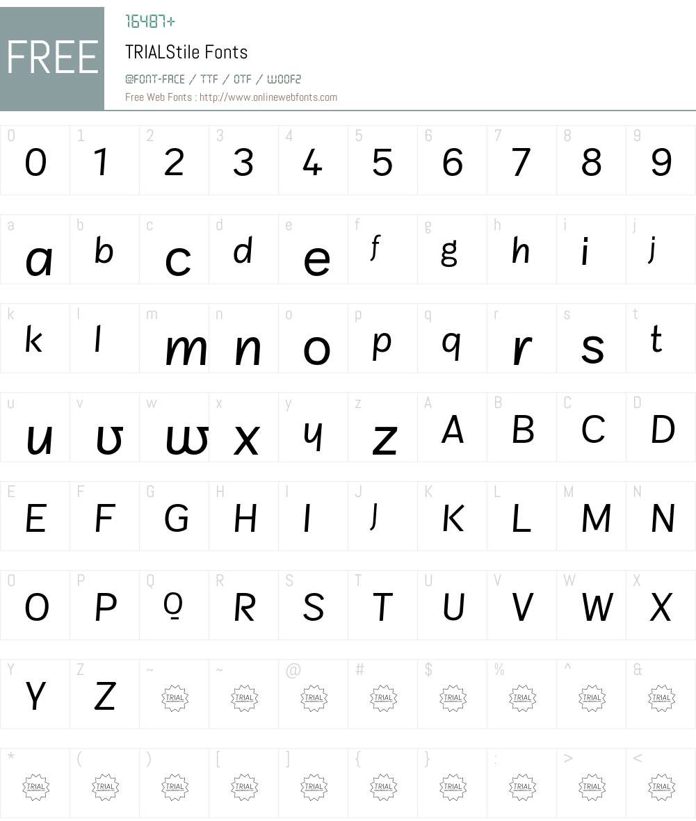 TRIALStile Font Screenshots