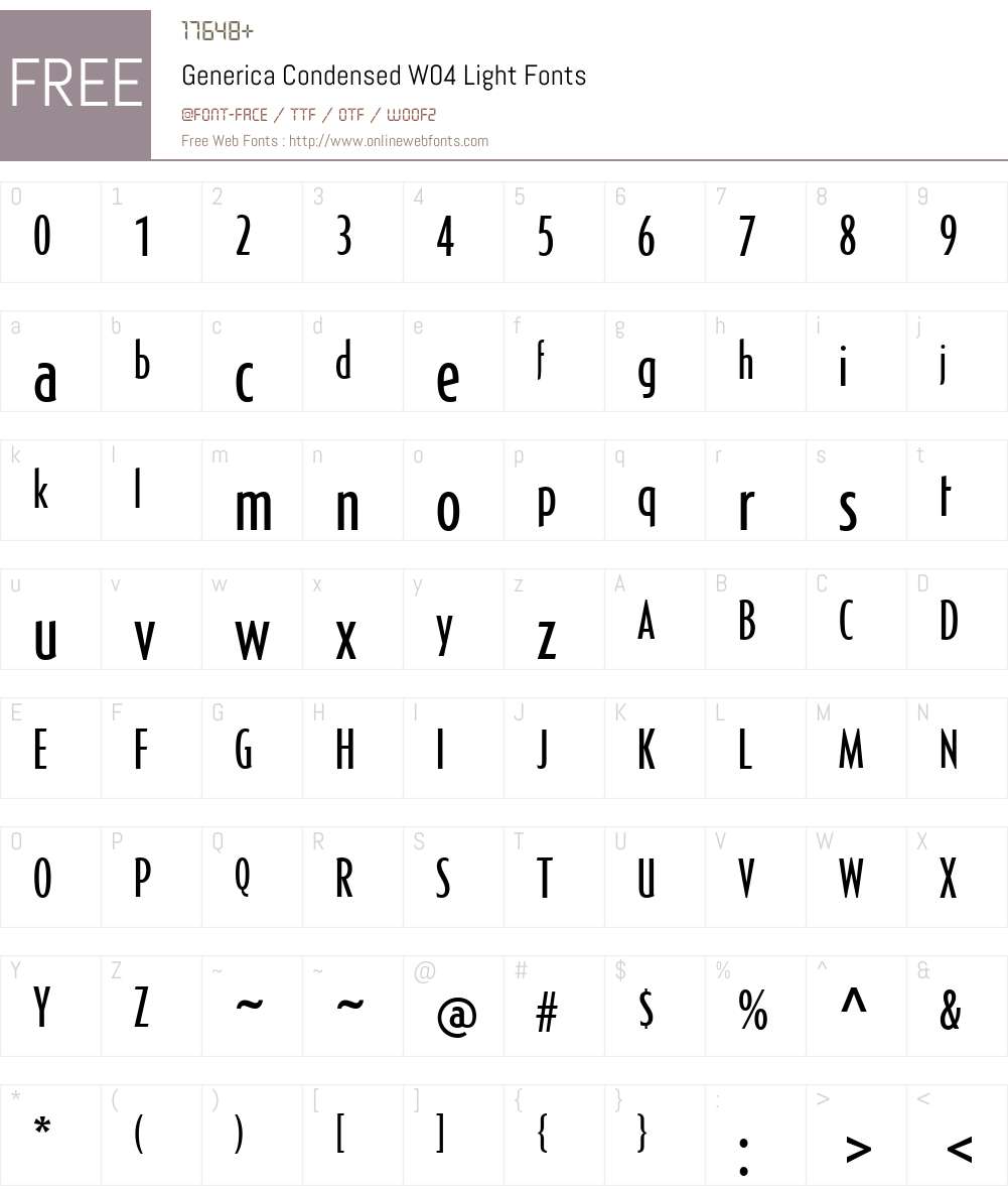 Generica Condensed Font Screenshots