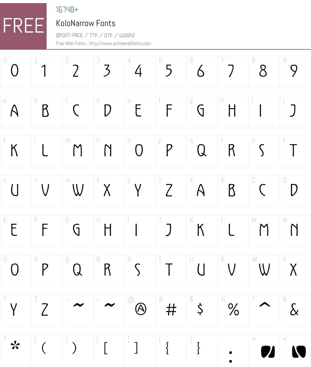 KoloNarrow Font Screenshots