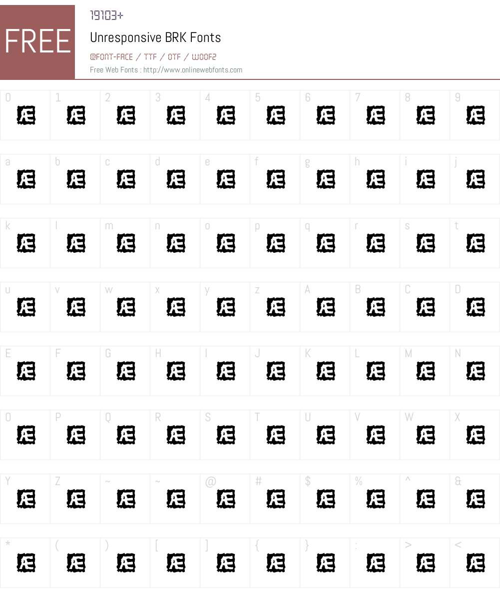 Unresponsive BRK Font Screenshots