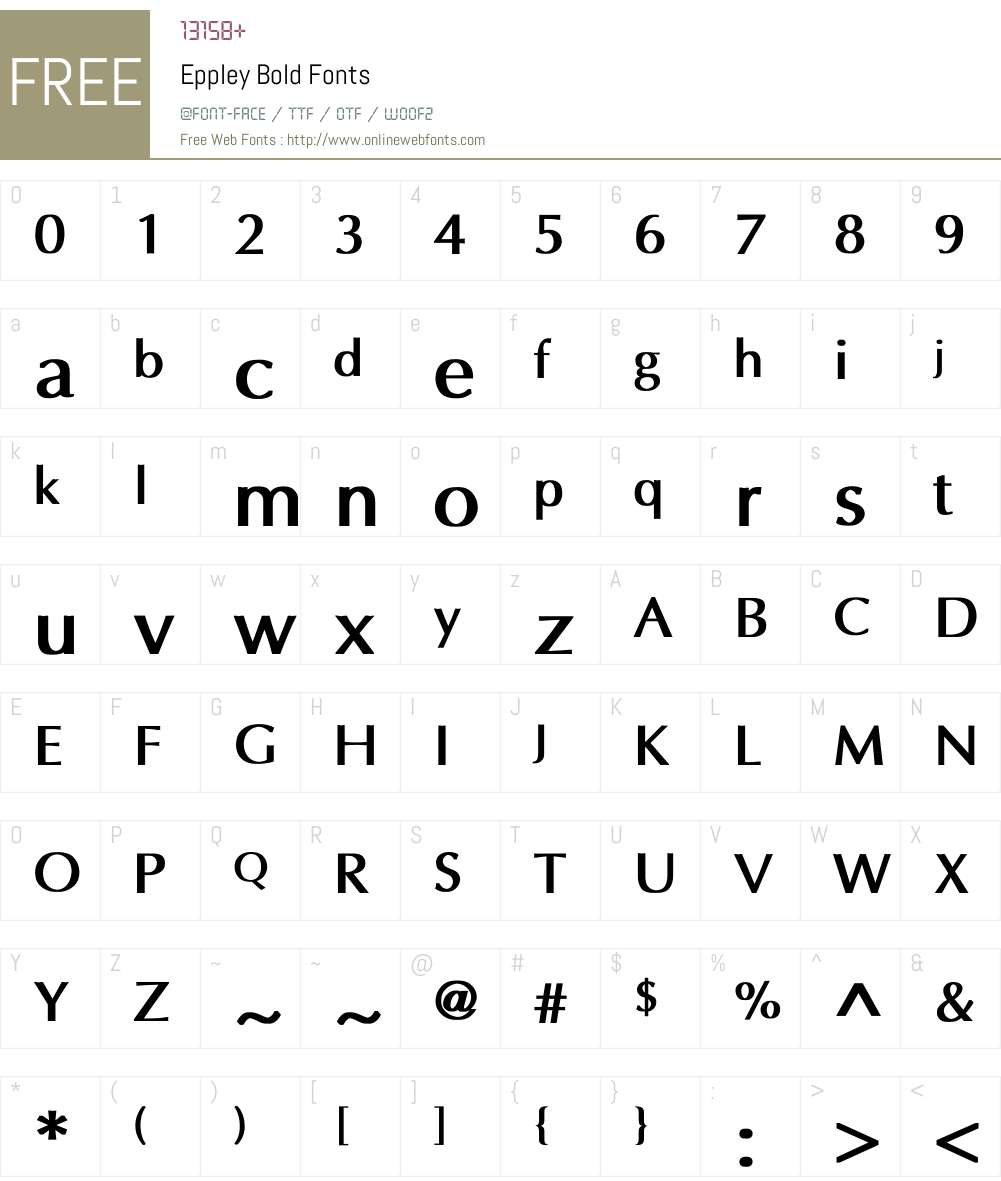 Eppley Font Screenshots
