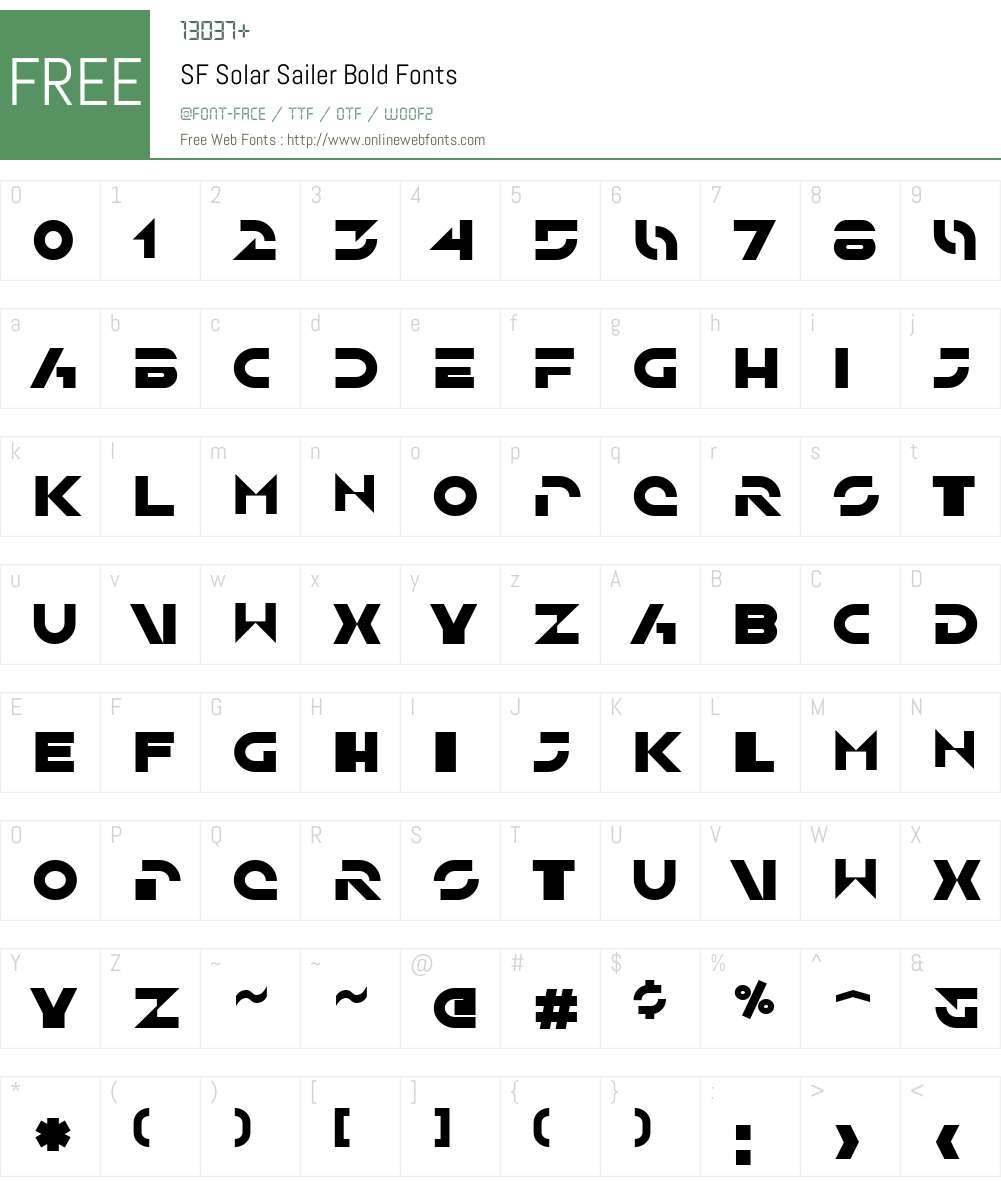 SF Solar Sailer Font Screenshots