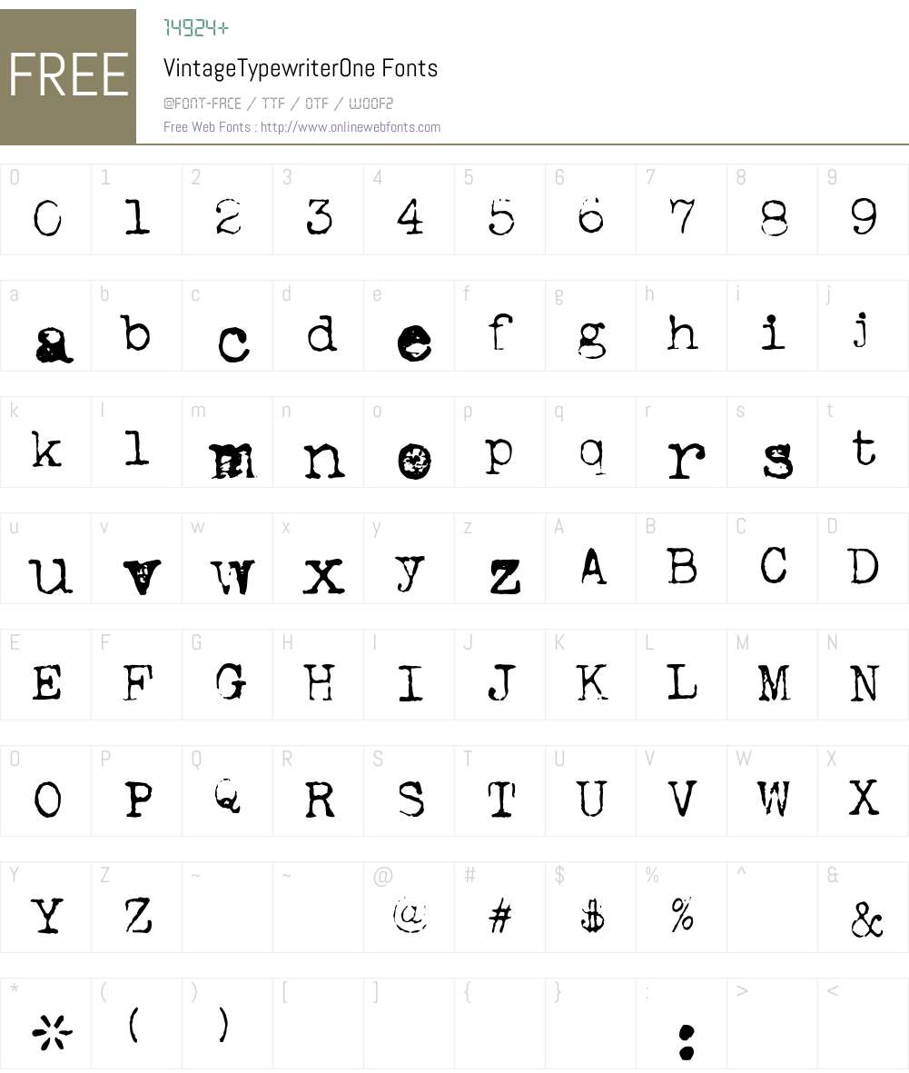 VintageTypewriter Font Screenshots
