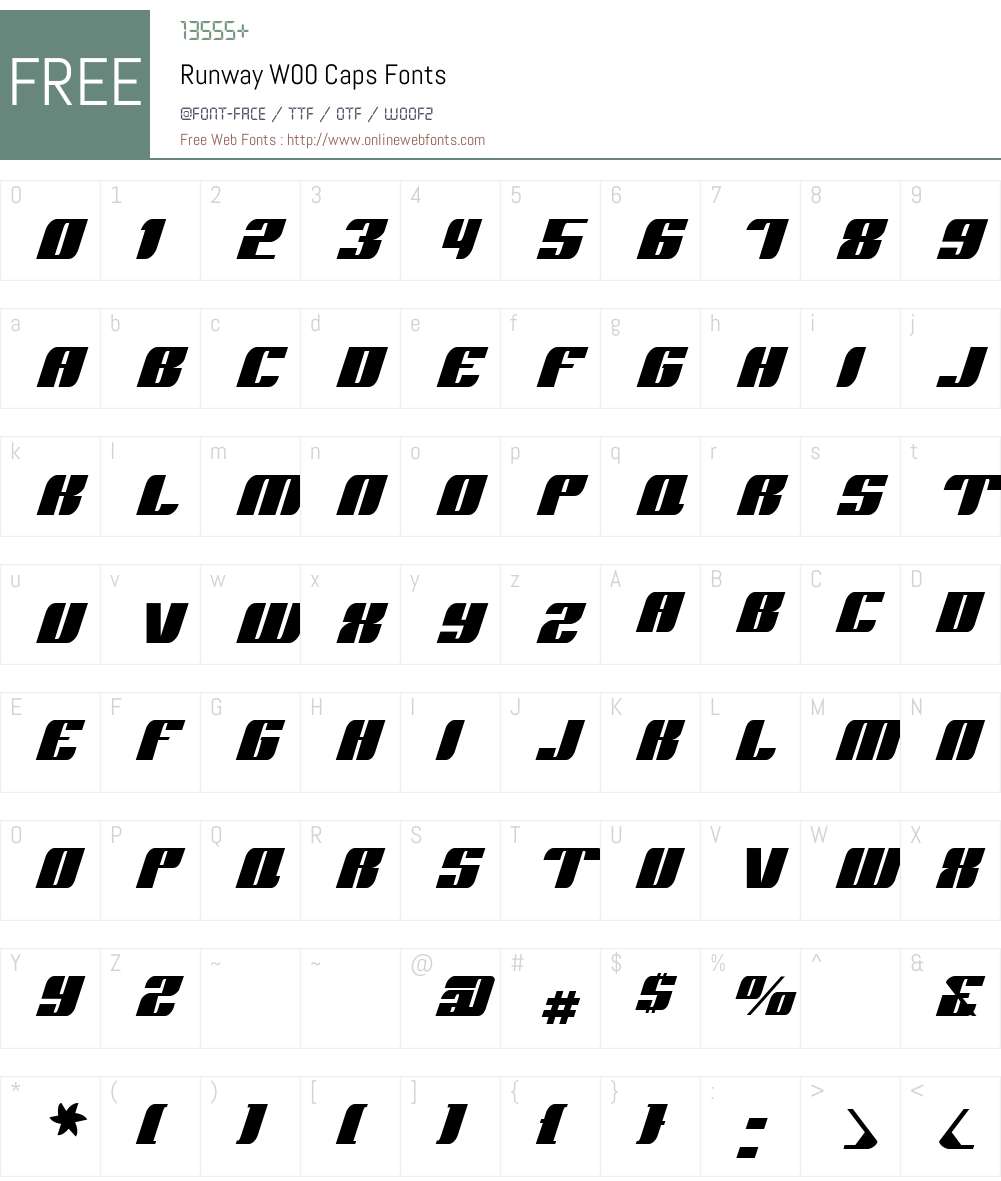 RunwayW00-Caps Font Screenshots