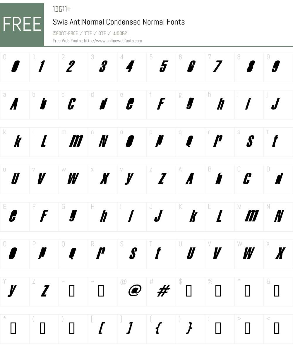 Swis AntiNormal Condensed Font Screenshots