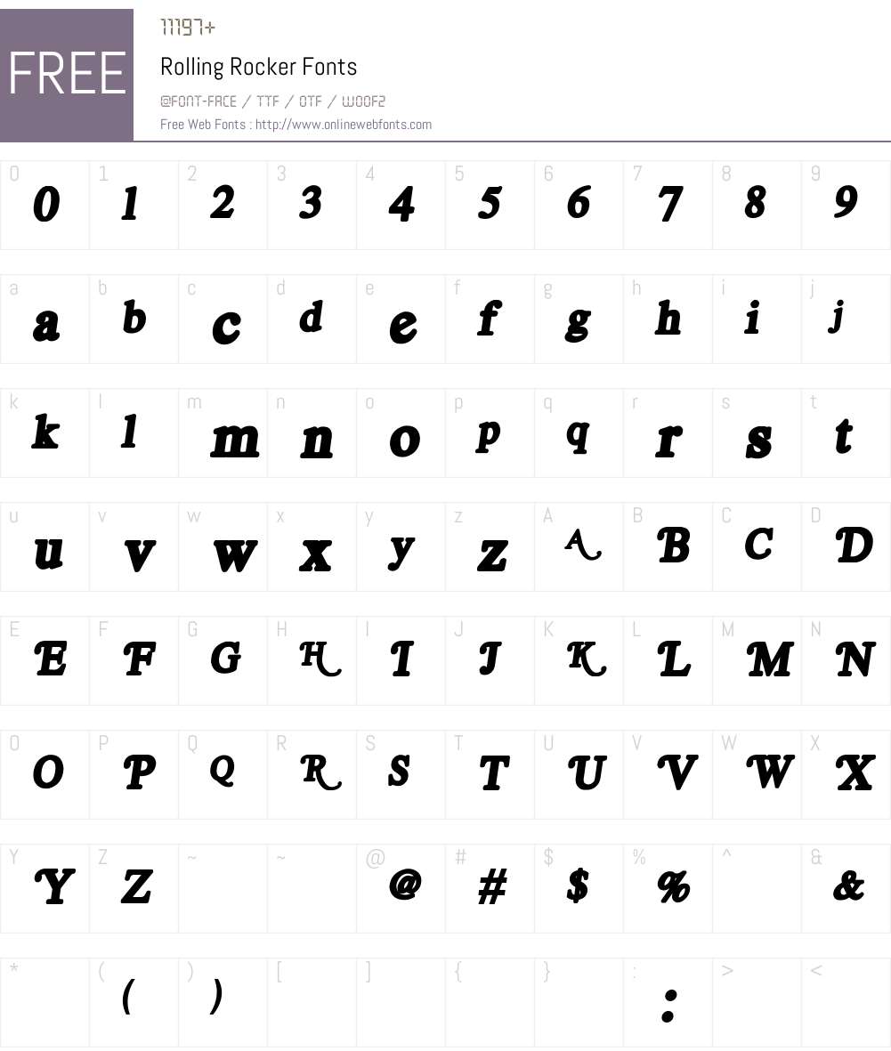 Rolling Rocker Font Screenshots