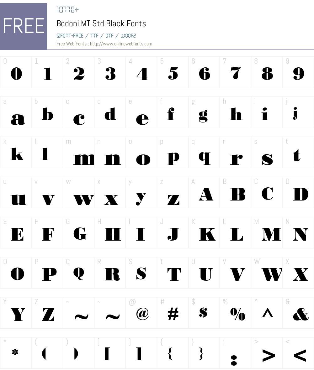 Bodoni MT Std Font Screenshots