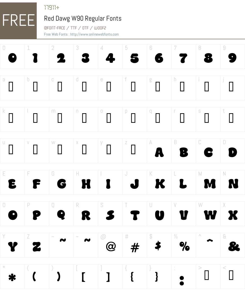 RedDawgW90-Regular Font Screenshots