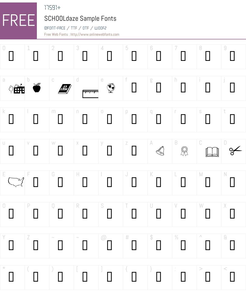 SCHOOLdaze Sample Font Screenshots