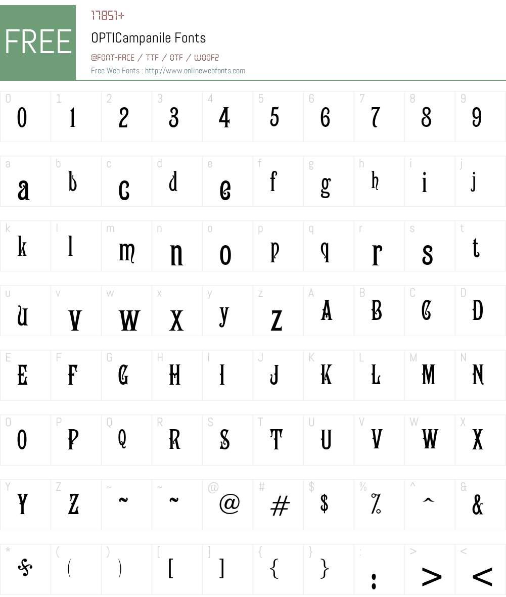 OPTICampanile Font Screenshots
