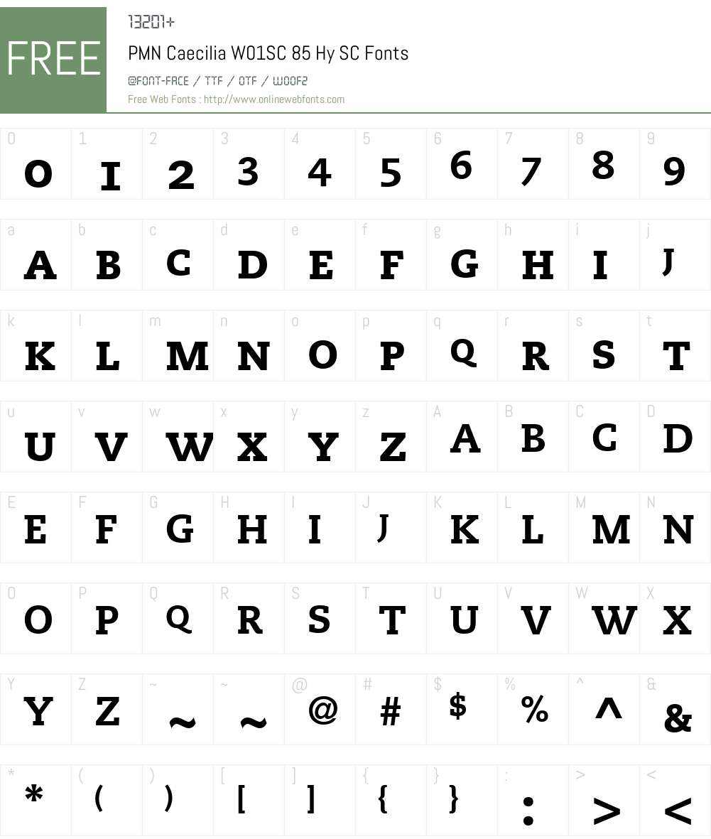PMNCaeciliaW01SC-85HySC Font Screenshots