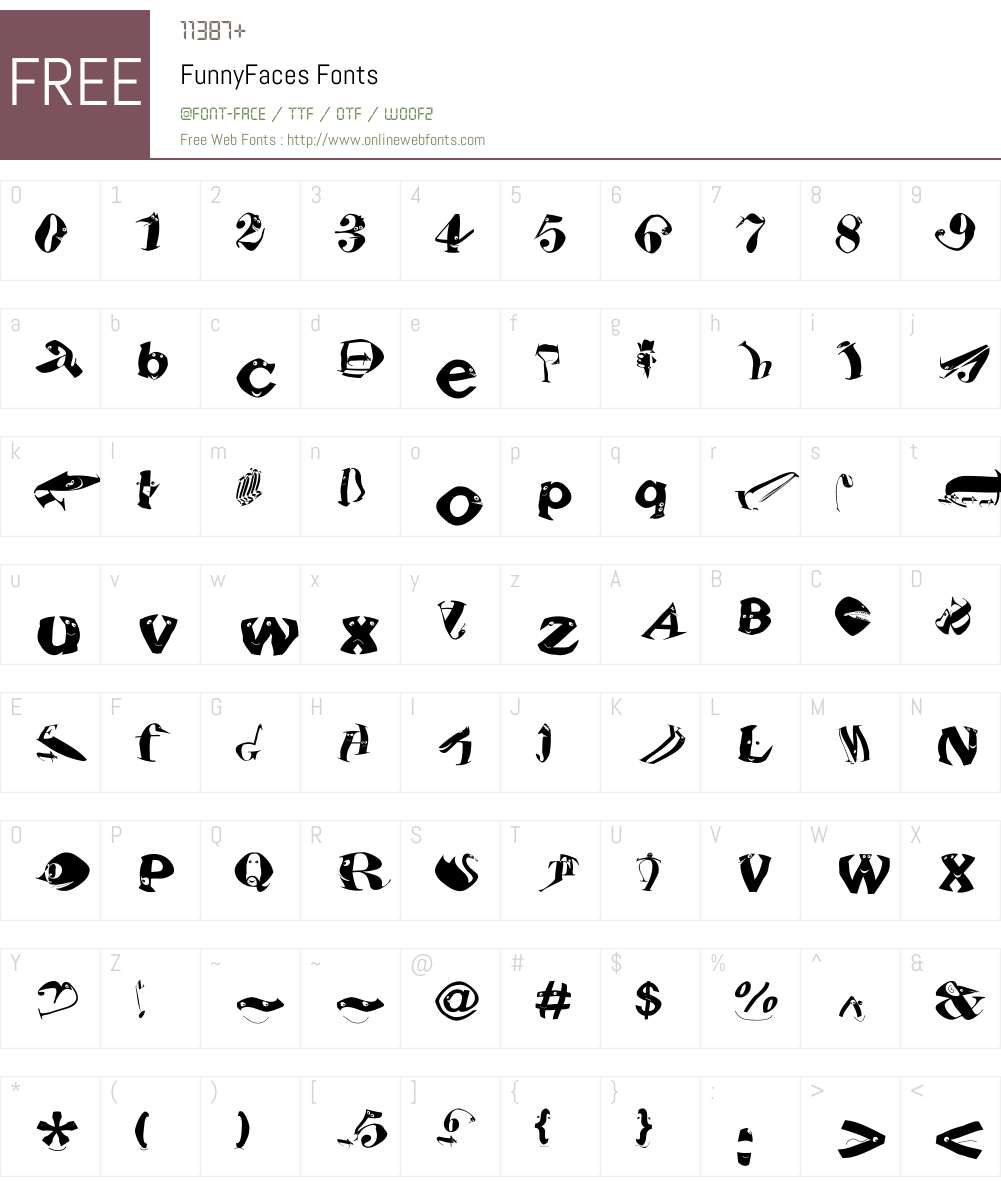FunnyFaces Font Screenshots